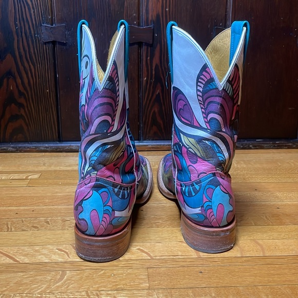 TIN HAUL Mardi Gras cowboy western boots square toe RARE 8 VGUC - Picture 4 of 8